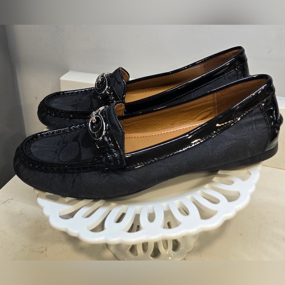 Coach "Fortunata" Black Loafers With Patent Leather Detail.  New With Tags. - Picture 5 of 10